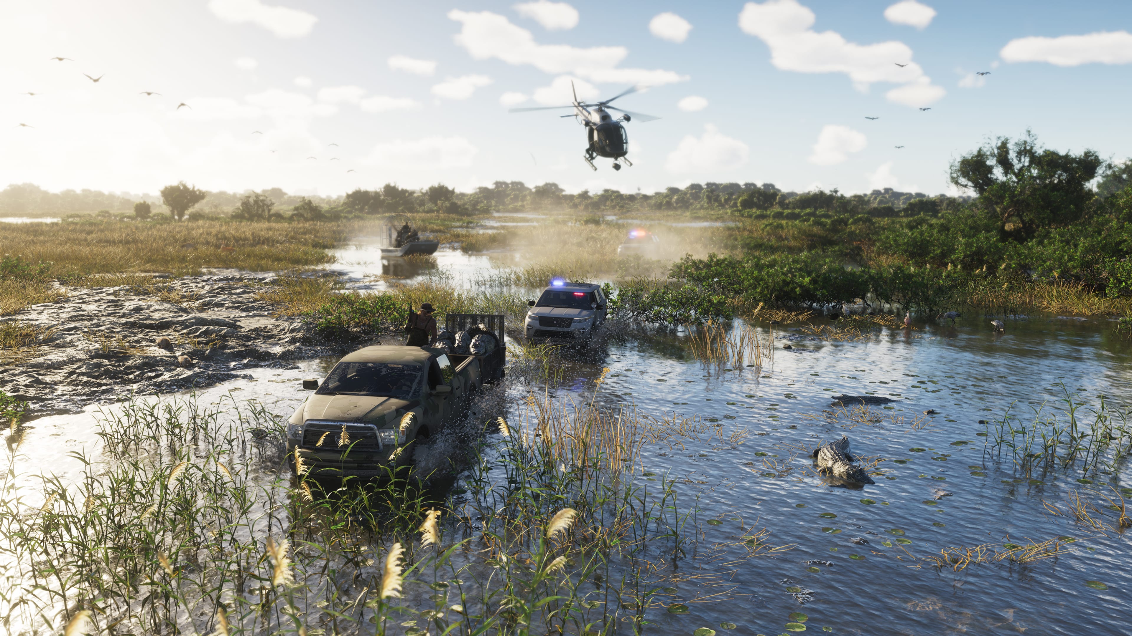 A police pursuit through the wetlands of Grassrivers.